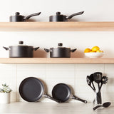 Non-Stick Cookware 15-Piece Set, Pots, Pans and Utensils, Black Amazon Basics