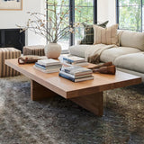 TKKUPLG Solid Wood Coffee Table, Farmhouse Square Center Table, 2” Thick Tabletop, Durable Natural Wood Grain, Living Room Table for Living Room & Office