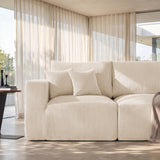Modular Sectional Sofa Bed with Chaise, 115" Memory Foam Cloud Couch, Beige