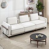 Hatppto 112" Modular Sectional Sofa, Oversized 3-Seater Cloud Couches for Living Room, Comfy Deep Seat Sofa with Wooden Leg, Armrets, Chenille White