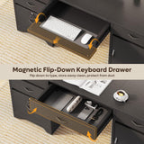 Office Desk with Lockable Drawers, Modern Computer Desk with File Drawer