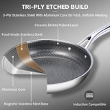 Ammeloo 17 Pcs Nonstick Stainless Steel Cookware Set, Hybrid Stainless Steel Pots and Pans Set Non Stick, Non Toxic Kitchen Cookware Sets, Dishwasher & Oven Safe, Induction & All Cooktop Compatible