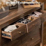 AMBERHAUS 7 Drawers Dresser with Beveled Panel, Farmhouse Chest of Dressers for Bedroom, Wood Dresser TV Stand, Drawer Organizer for Bedroom, Living Room, Hallway, Walnut
