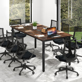 71" L x 35.5" W Large Meeting Table with Metal Frames, Rectangle Conference Room Table with Cable Grommet for Office, Boardroom