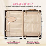 universal trotter Vintage PU Leather Luggage Set, Retro Trunk Suitcase with Wide Aluminum Frame, TSA Key Locks and Smooth 360° Spinner Wheels (Blush Pink, 26"+12")