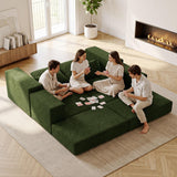 Cloud Modular Sectional Sofa, Comfy Boneless Couch for Living Room, Modern L-Shaped Couch with Reversible Chaise, Customizable Sleeper Sofa with Non Slip, No Assembly & Deep Seat, Green