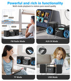 Greadio Stereo System for Home with Boombox CD and Cassette Player Combo, 40W Home Stereo System with Bluetooth, FM Radio/USB/TF/AUX/Remote Control, Detachable Wooden Bookshelf Speakers