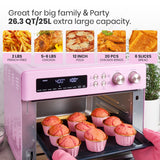 VAL CUCINA Retro Style Infrared Heating Air Fryer Toaster Oven, Extra Large Countertop Convection Oven 10-in-1 Combo, 6-Slice Toast, Enamel Baking Pan Easy Clean with Recipe Book, Classic Pink Color