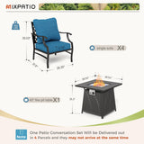MIXPATIO 5-Piece Metal Patio Conversation Set, 28-Inch Fire Pit Table