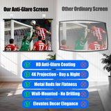 110 inch Projector Screen, XIAOHUI Portable Movie Projector Screen for Outdoor Indoor with 3 pcs Adhesive Hook, 4K Hanging Projection Screen for World Cup Room Wall, Anti-Glare, 16:9 HD