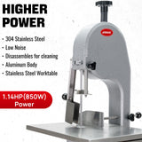 ARINOO Electric Commercial Meat Bone Saw, 1500W Stainless Steel Meat Bone Sawing Machine, Workbeach 18.31"x14.37",1.57-7 Inch Cutting Thickness, Frozen Meat Cutter for Beef,Deer,Fish,Chicken