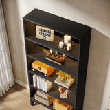 Tribesigns Tall Bookcase Black Bookshelf, 70.8” Large Bookcases Organizer with LED Lights