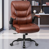 FelixKing Leather Office Chair, Small PU Ergonomic Desk Chairs, Comfy Computer Chair with Wheels and Flip-up