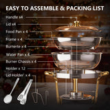 Chafing Dishes for Buffet 4 Pack,8QT Food Warmers for Parties Buffet, Christmas Gatherings [Elegant Gold and Silver Colors] Stainless Steel Round Chafing Dish Buffet Set,Buffet Servers and Warmers