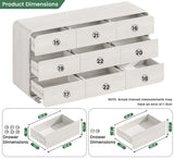 Standifurno White Dressers of 9 Drawers, Chest Dresser with Deep Drawers, Modern Dresser Closet for Bedroom, Curved Drawer with Large Storage, 57’’ Wide.