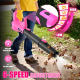 Cordless Leaf Blower, 21V Battery Leaf Blower with 6-Speed Levels, Handheld Lightweight Blower & 2 Extended Tubes, Snow Blower for Blowing Leaves, Lawn, Garden, Garage, Yard, Valentine's Day Gift