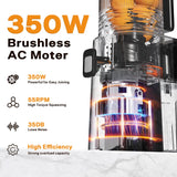 Cold Press Juicer, 5.5inch Wide Feed Chute Juicer Machine, Slow Masticating Juicer for Whole Vegetables & Fruits, Gray