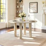 SSLine 47" Mars Pattern Faux Stone Round Dining Table for 4-6 People