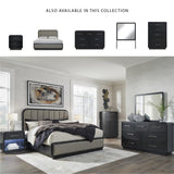 Signature Design by Ashley Rowanbeck Modern Seven-Drawer Dresser with Waterfall Edges, Nickel-Tone Hardware, Wood and Ash Veneer, Black Finish, 63.75' W
