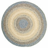 Super Area Rugs Braided Rug Round 10ft Farmhouse Kitchen Rug - Ridgewood Braided Carpet for Living Room - Reversible - Indoor/Outdoor - Made in USA - Blue/Beige, 10' Round