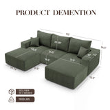 115" Modular Sectional Sofa, U Shaped Cloud Boneless Couch Green