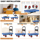 Platform Truck Cart with 3 Fence, 28"x19" Flatbed, 1100lbs Capacity Heavy-Duty Foldable Push Dolly