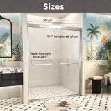 LOHCEH Shower Door Double Sliding,50-54.in Wx72 in.H Semi-Frameless Shower Door,1/4 Inch Clear Tempered Shower Glass Doors with Explosion-Proof Film,Brushed Nickel