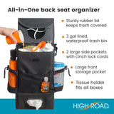 Large Car Trash Can for Back Seat - Car Garbage Bag With Tissue Holder and Bottle Pockets