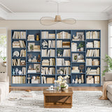 Triple Wide Bookshelf, 6 Tier Large Bookshelf, Bookcase with 17 Open Display Shelves