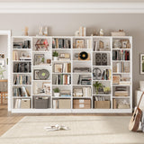 Triple Wide Bookshelf, 6 Tier Large Bookshelf, Bookcase with 17 Open Display Shelves