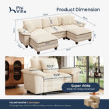 PHI VILLA Modular Sofa 5-Seat U Shaped Cloud Couch Sectional with Ottoman