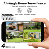 SOLIOM- 5MP Security Cameras Wireless Outdoor, No Subscription & Solar Powered,4-Cam Pack Cameras for Home Security with 360° Auto Motion Tracking, 3K Color Night Vision,5G & 2.4G Router Compatible