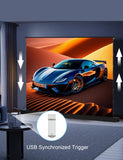 IN&VI 100" Matte White Floor Rising Projector Screen Motorized for UST Long/Standerd Throw Projector,Movie Screen for Home Theater,Motorized Projector Screen 4K/8K Ultra HD Active 3D