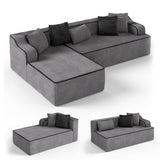 SUNSHINE VALLEY 104" 4-Seat Sectional Boneless Couch Living Room Grey