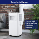 10000 BTU Portable AC with White Body and Black Top Cover, Cooling, Dehumidifying & Fan Functions, Quiet Operation for Rooms Up to 450 Sq Ft, 24-Hour Timer & Easy Setup