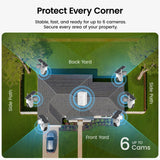 AOSU Outdoor Security Bundle – 6-Cam Wireless Solar Camera Kit with 360° Pan-Tilt & Human Tracking + 5MP Wireless Video Doorbell with Dual-Band WiFi, aosuBase Storage, Alexa & Google Assistant Compati