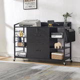 45" File Cabinet for Home Office, Mobile Office Storage Cabinet with Built-In Power Outlet, 2 Drawer Filing Cabinet with Lock