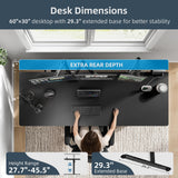 Electric Standing Desk Adjustable - 60 x 30 Inch Sit Stand Desk with Flip-Top Cable Management