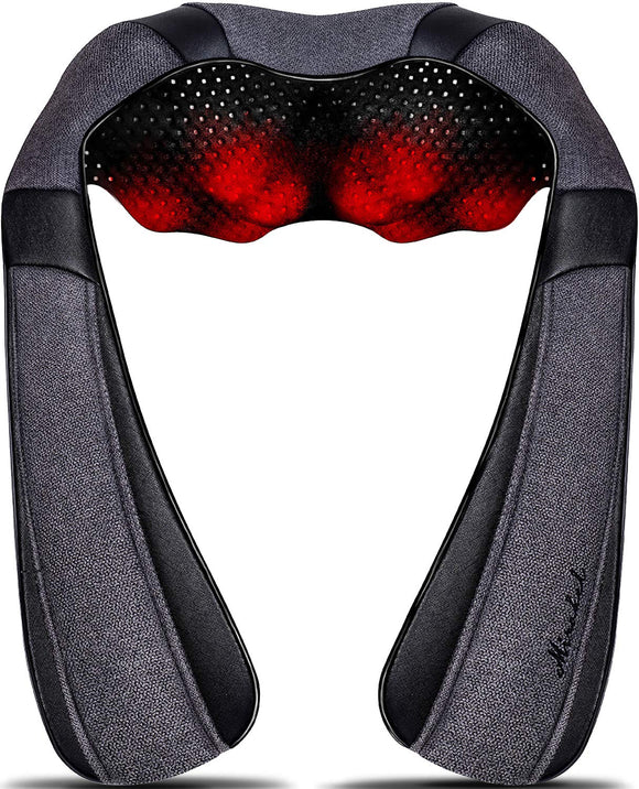 Neck Massager with Heat, Shiatsu Shoulder Massager, Electric Kneading Back Massager, Massage Pillow for Pain Relief Deep Tissue Mirakel