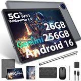 Gemini AI Android 15 Tablet, 10 inch Tablet with Keyboard, 26GB+256GB (2TB Expand), 2-in-1 Tablets with 8-Core, 5G WiFi