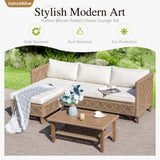 Sophia & William Rattan Patio Sectional Furniture Set with Coffee Table