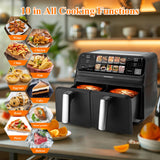 ChefRobot Dual Air Fryer 8 Quart TFT Touch Screen Non Toxic for Family Size/Kitchen/RV