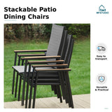 MFSTUDIO Stackable Patio Dining Chairs Set of 6, Aluminum & Textilene, Grey