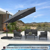 PURPLE LEAF Cantilever Patio Umbrella 10' x 10' with LED Light, Light Grey