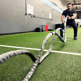 Meister Professional Sheathed Battle Rope for Strength & Conditioning Gym Workouts - 1.5" Diameter - Gray Meister