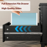 54.5in Wooden Executive Desk with Drawers, Office Desk Computer Table with Charging Station