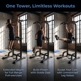 BARWING Pull Up Bar Station,Power Tower,Dip Station with 3D Backrest,Multi-Function Strength Training Stand Rack,Adjustable Height Dip Bars for Home Gym Strength Training Fitness Equipment（Full Black）