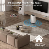 2025Upgraded 5000 Sq.Ft 80 Pint Dehumidifier for Basements with Large 6.5L Water Tank,24H Timer,Child Lock,Defrost,Silent,mold,4 Modes Operation Auto Shut-off