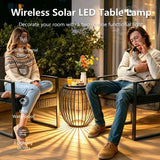 MIUWLXT 18" Outdoor Solar Side Table,Black Metal Material with Remote