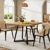 Tribesigns Square Dining Table Set of 4, 31.5" Modern Dinner Table with Metal Base, Kitchen Table for Dining Room, Small Space, Apartment, Natural & Black (Chairs are not Included)